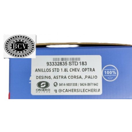 ANILLOS STD 1.8L CHEV. OPTRA DESING, ASTRA CORSA, ,PALIO
