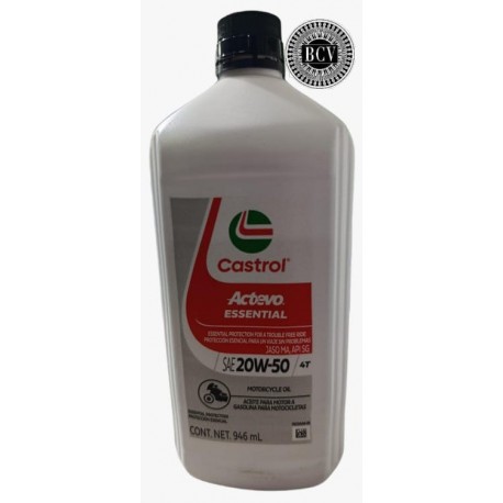 ACEITE 4T 20W50 MINERAL CASTROL ACTEVO ESSENTIAL 1QT/946ML